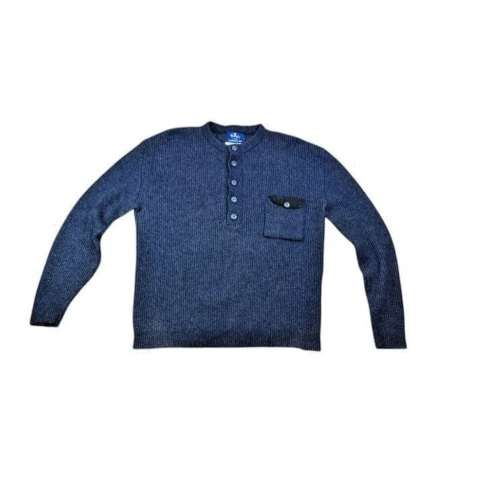 VTG Traverse Bay Woolens Wool Fisherman Sweater Mens Size Large? Henley - Pocket